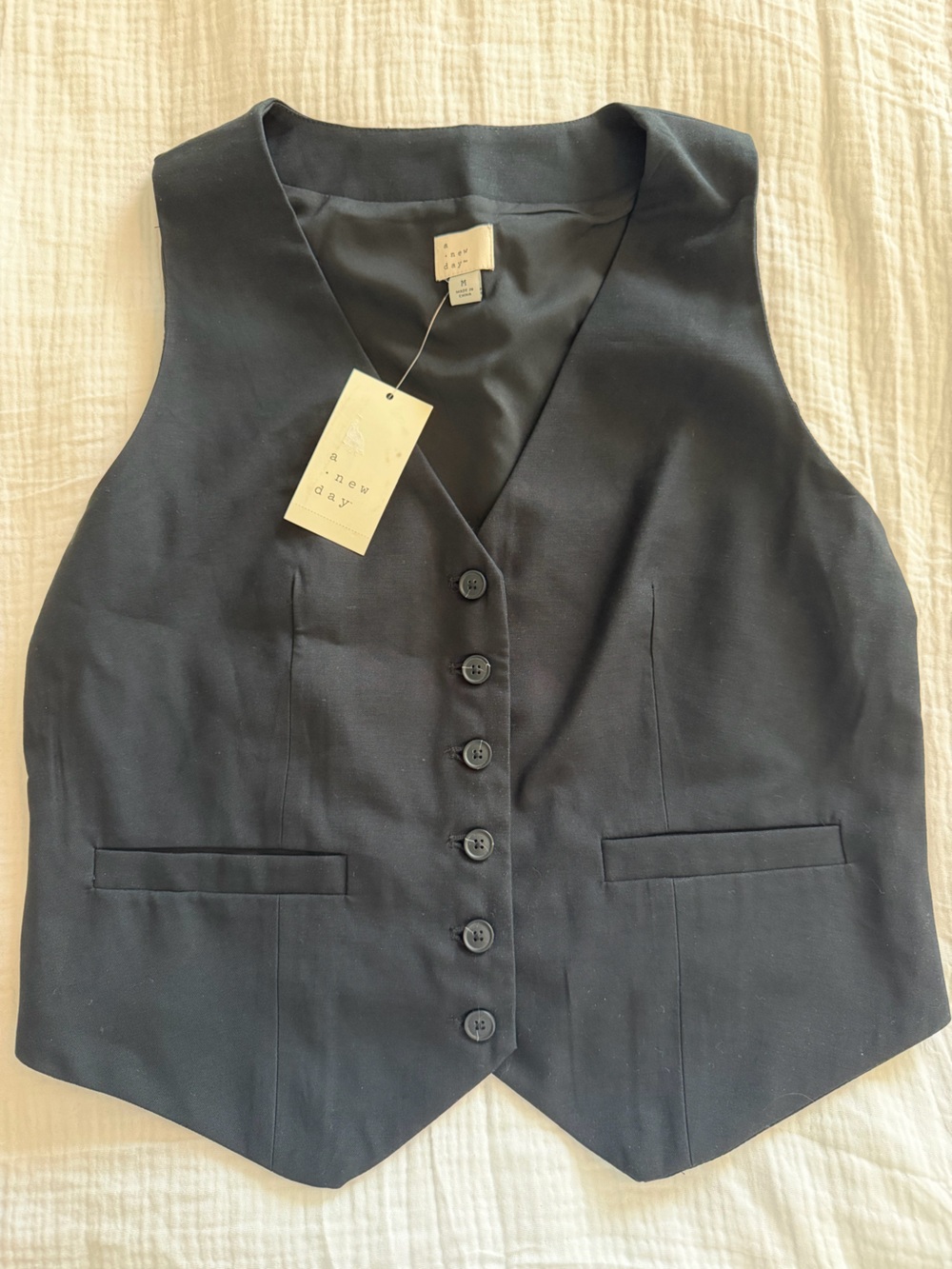 Women’s a new day Black Classic Button Tailored Vest - Picture 2 of 8